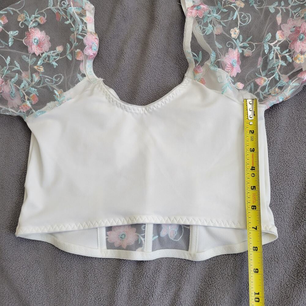 Cropped Top Womens Large Underwire‎ Corsette Embroidered Bufferflies Floral - Picture 5 of 15